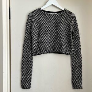 Zara Knit Black & White Cropped Sweater